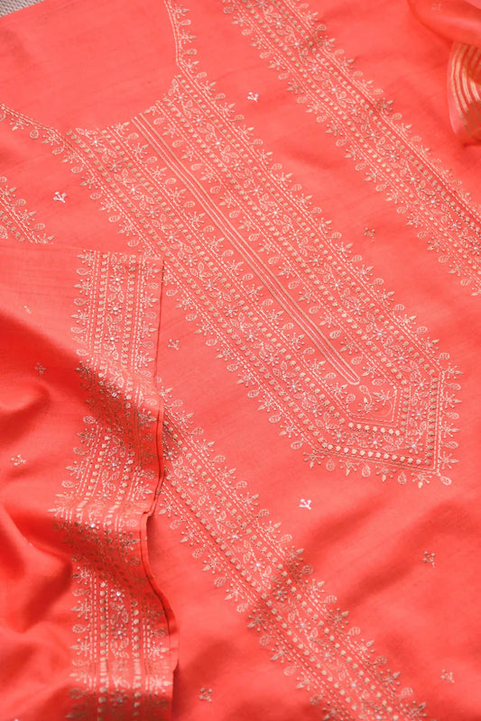 Pure Silk embroidered Unstitched Suit